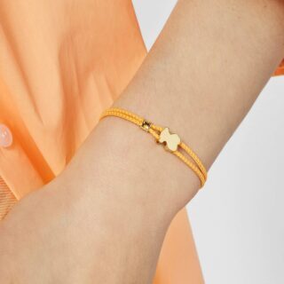 TOUS Sweet Dolls elastic bracelet in orange with bear motif in silver vermeil