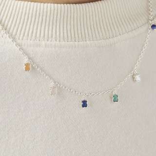 Collar de plata con gemas y perla Mini Color