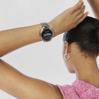 Smartwatch com pulseira de aço e zircônias pretas T-Shine Connect