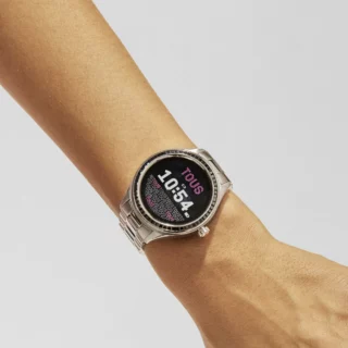 Smartwatch com pulseira de aço e zircônias pretas T-Shine Connect