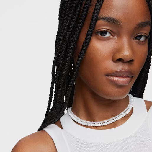 collar corto plata y perlas