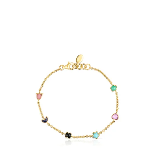 pulsera bañada en oro con gemas