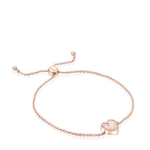 Pulsera con baño de oro rosa 18 kt sobre plata y perlas Areia