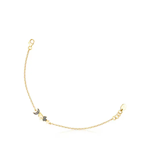 pulsera cadena bañada en oro con motivos de diamantes