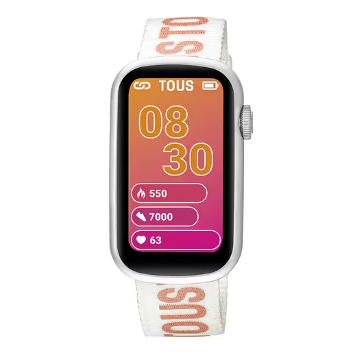 smartwatch con correa blanca de nylon Tous