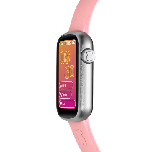 smartwatch con correa rosa de silicona Tous